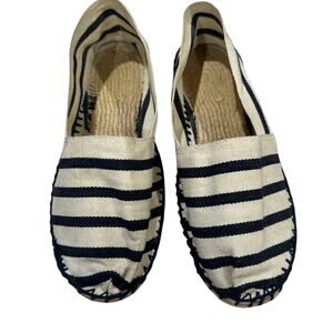 Breton Espadrille flats shoes FR 39 / US 8.5 Navy Blue Stripe France Nautical